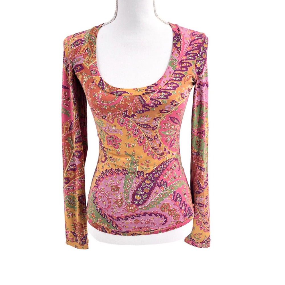Etro for Saks Fifth Avenue Womens Size 40 Paisley Printed Scoop Neck Shirt